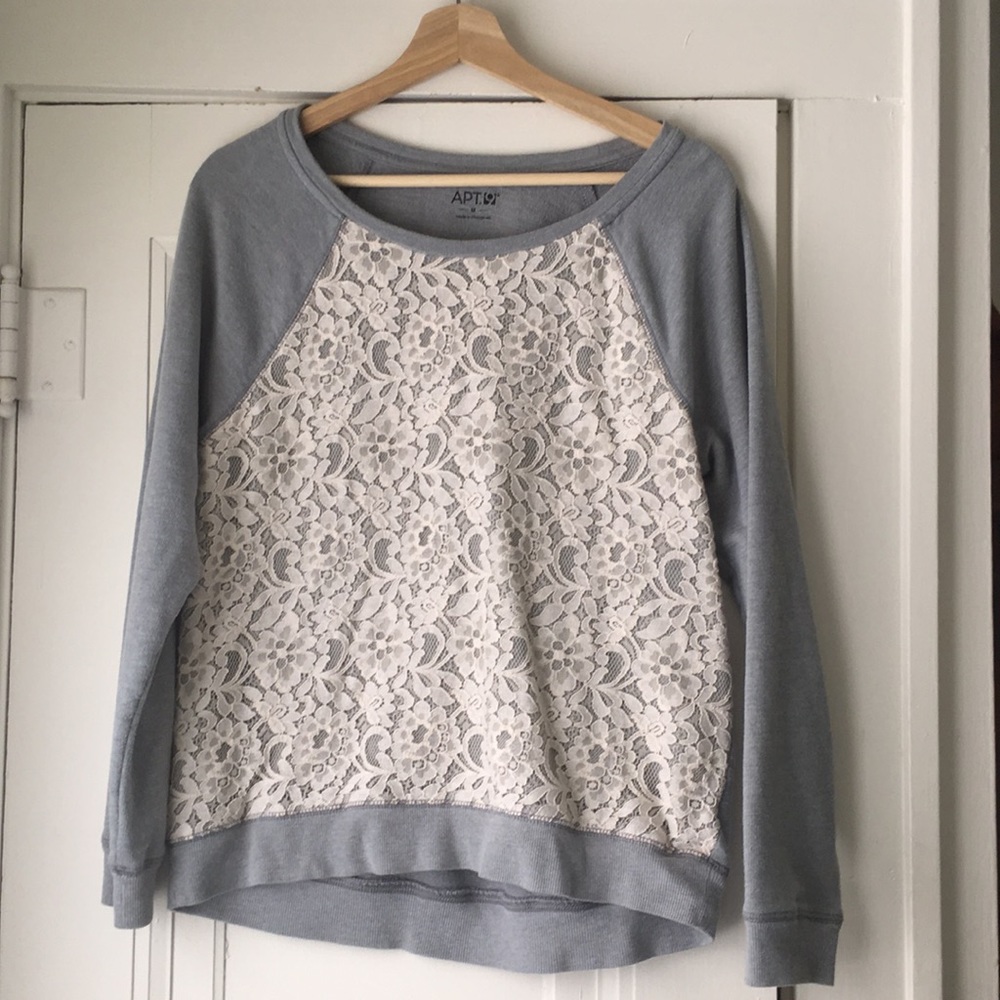 apt 9 grey lace sweatshirt